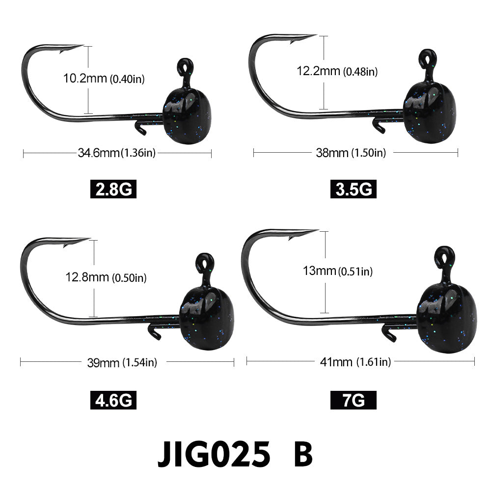 PROBEROS 5Pcs Saltwater Lead Jig Hooks 3g-7g High Carbon Steel Fishing Hooks