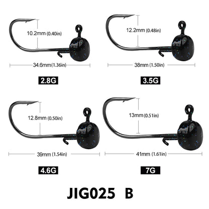 PROBEROS 5Pcs Saltwater Lead Jig Hooks 3g-7g High Carbon Steel Fishing Hooks
