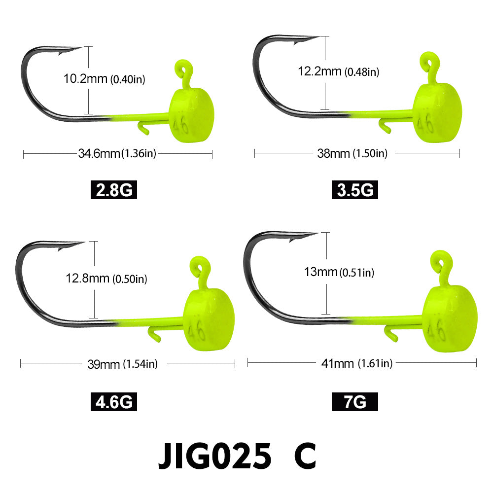 PROBEROS 5Pcs Saltwater Lead Jig Hooks 3g-7g High Carbon Steel Fishing Hooks