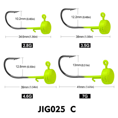 PROBEROS 5Pcs Saltwater Lead Jig Hooks 3g-7g High Carbon Steel Fishing Hooks