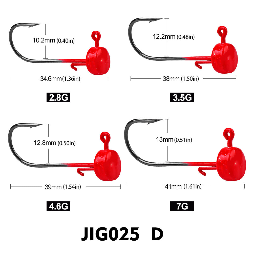 PROBEROS 5Pcs Saltwater Lead Jig Hooks 3g-7g High Carbon Steel Fishing Hooks