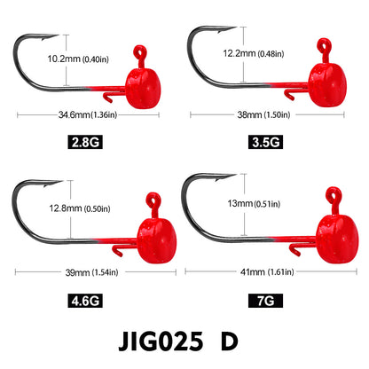 PROBEROS 5Pcs Saltwater Lead Jig Hooks 3g-7g High Carbon Steel Fishing Hooks