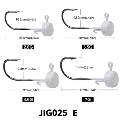 PROBEROS 5Pcs Saltwater Lead Jig Hooks 3g-7g High Carbon Steel Fishing Hooks