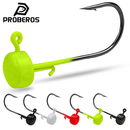 PROBEROS 5Pcs Saltwater Lead Jig Hooks 3g-7g High Carbon Steel Fishing Hooks