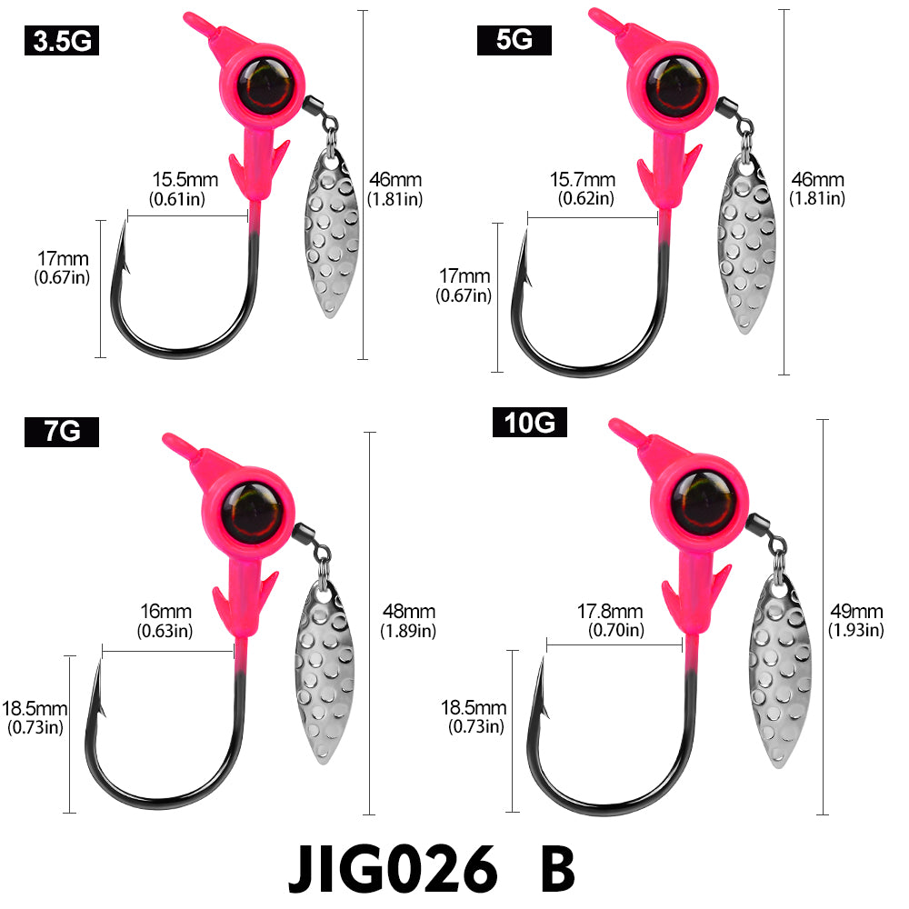 PROBEROS 5Pcs Saltwater Lead Jig Hooks 4g-10g High Carbon Steel Fishing Hooks