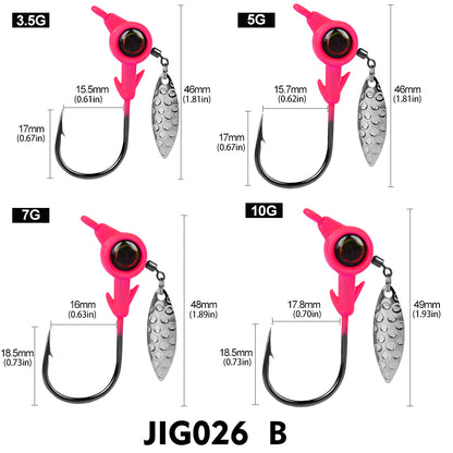 PROBEROS 5Pcs Saltwater Lead Jig Hooks 4g-10g High Carbon Steel Fishing Hooks