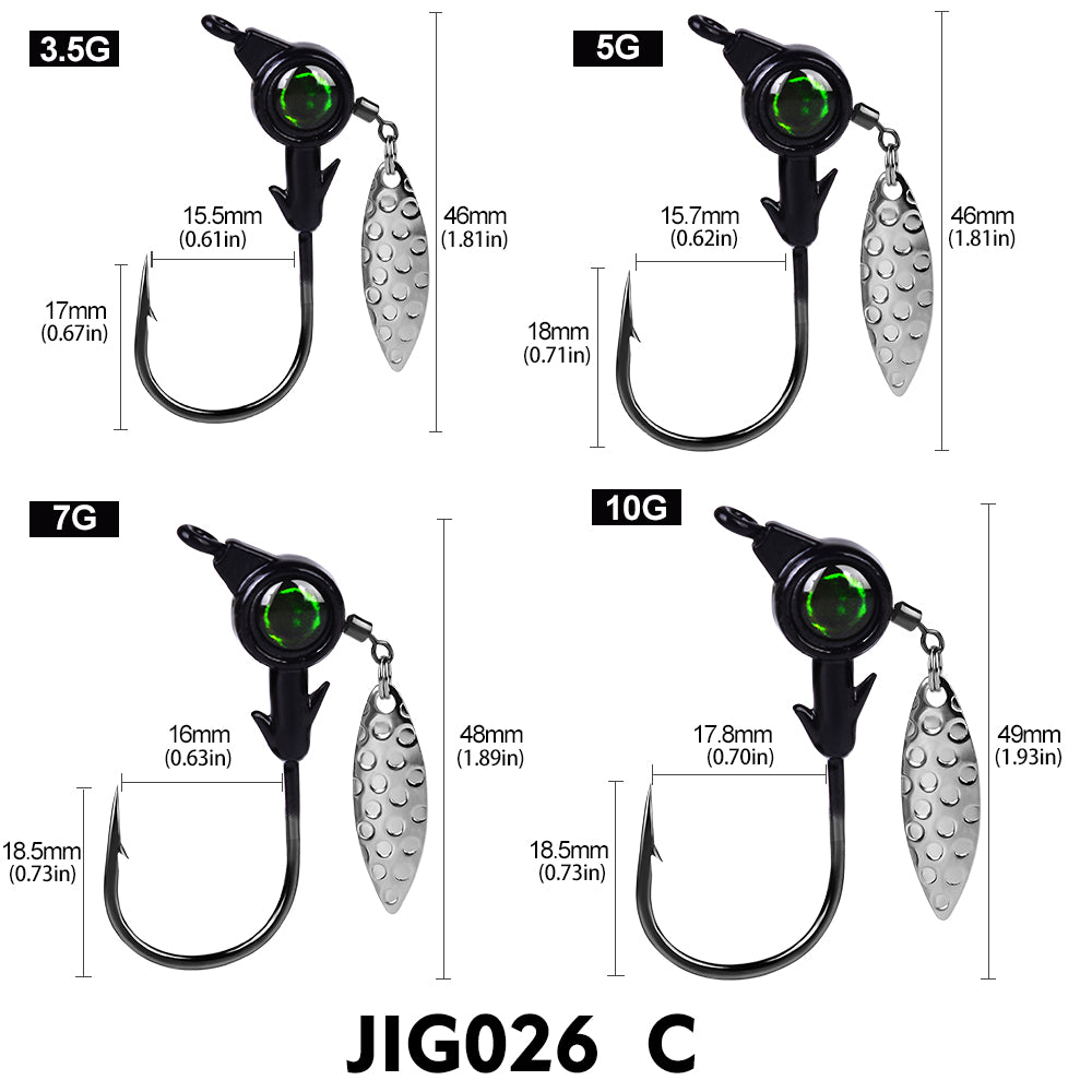 PROBEROS 5Pcs Saltwater Lead Jig Hooks 4g-10g High Carbon Steel Fishing Hooks