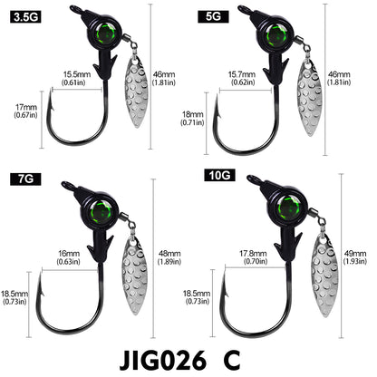 PROBEROS 5Pcs Saltwater Lead Jig Hooks 4g-10g High Carbon Steel Fishing Hooks
