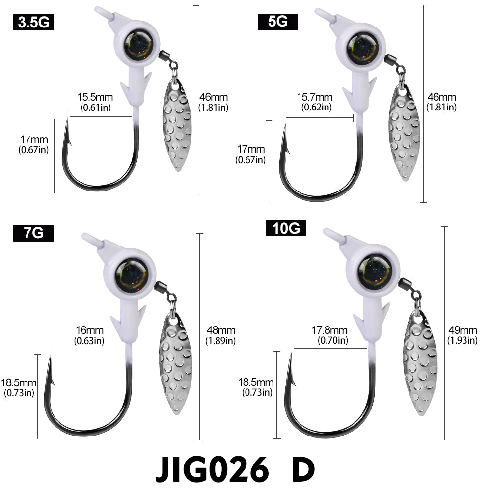 PROBEROS 5Pcs Saltwater Lead Jig Hooks 4g-10g High Carbon Steel Fishing Hooks