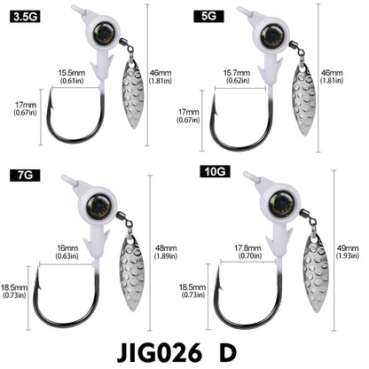 PROBEROS 5Pcs Saltwater Lead Jig Hooks 4g-10g High Carbon Steel Fishing Hooks