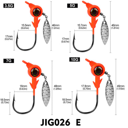 PROBEROS 5Pcs Saltwater Lead Jig Hooks 4g-10g High Carbon Steel Fishing Hooks