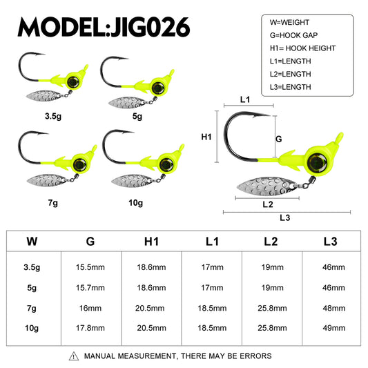PROBEROS 5Pcs Saltwater Lead Jig Hooks 4g-10g High Carbon Steel Fishing Hooks