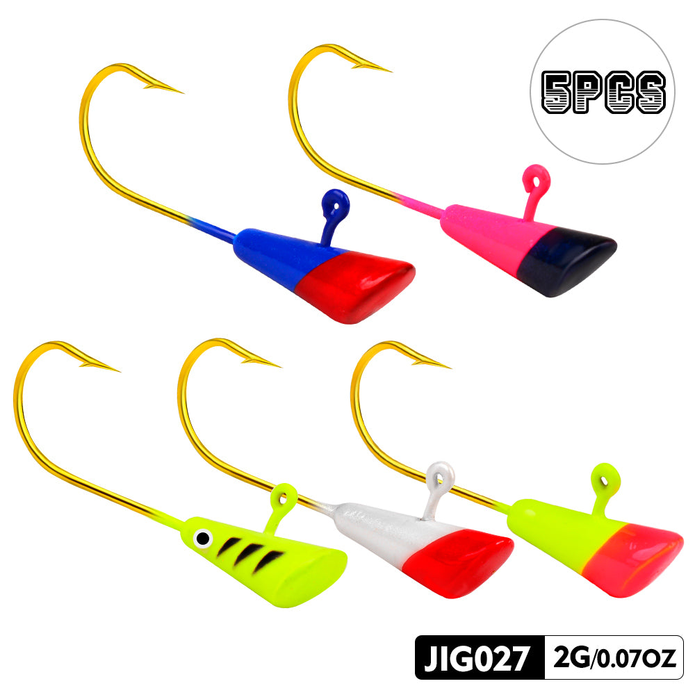 PROBEROS 5Pcs Saltwater Lead Jig Hooks 1g-3g High Carbon Steel Fishing Hooks