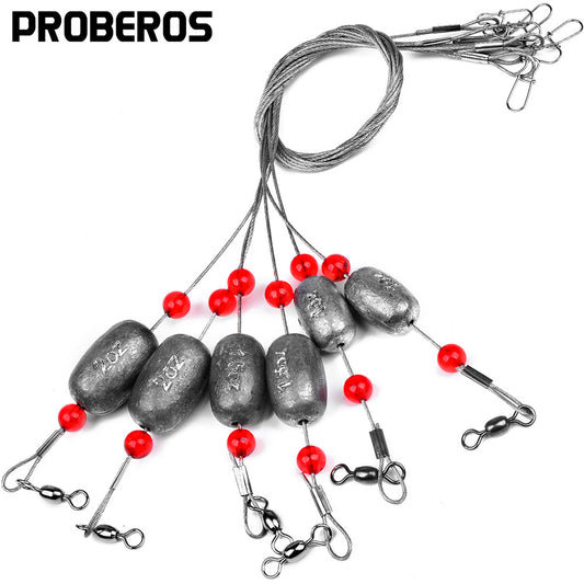 PROBEROS Counterweight Fishing Set with Steel Wire Copper Bead Figure Eight Ring Fish Ball Settlement Counterweight Fishing Tackle Sea Fishing Boat Fishing Fishing Kit 20pcs