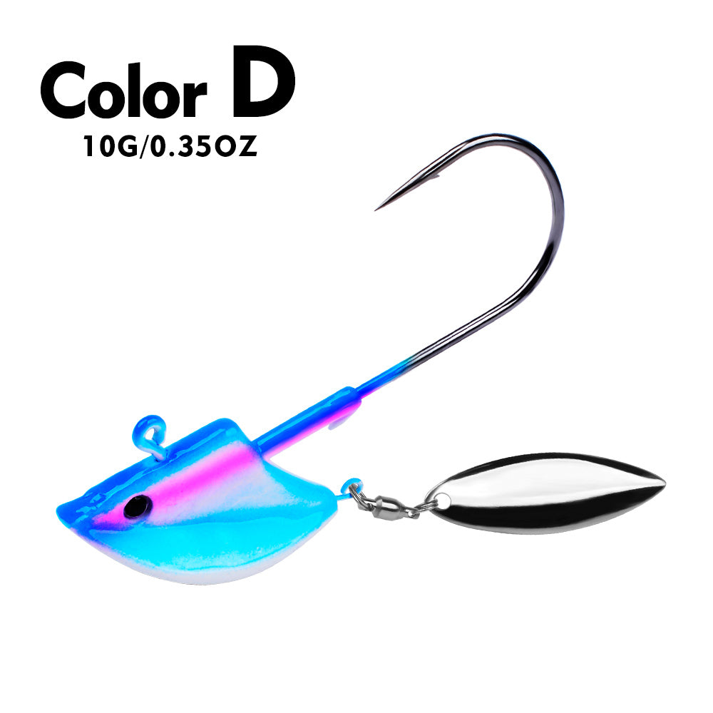 PROBEROS Lure Head Hook Willow Leaf Tumbler Lead Head Hook Anti-Hanging Bottom Lure Hook JIG Soft Worm Hook Belt Rotating Sequins 20pcs