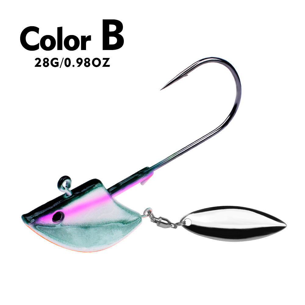 PROBEROS Lure Head Hook Willow Leaf Tumbler Lead Head Hook Anti-Hanging Bottom Lure Hook JIG Soft Worm Hook Belt Rotating Sequins 20pcs