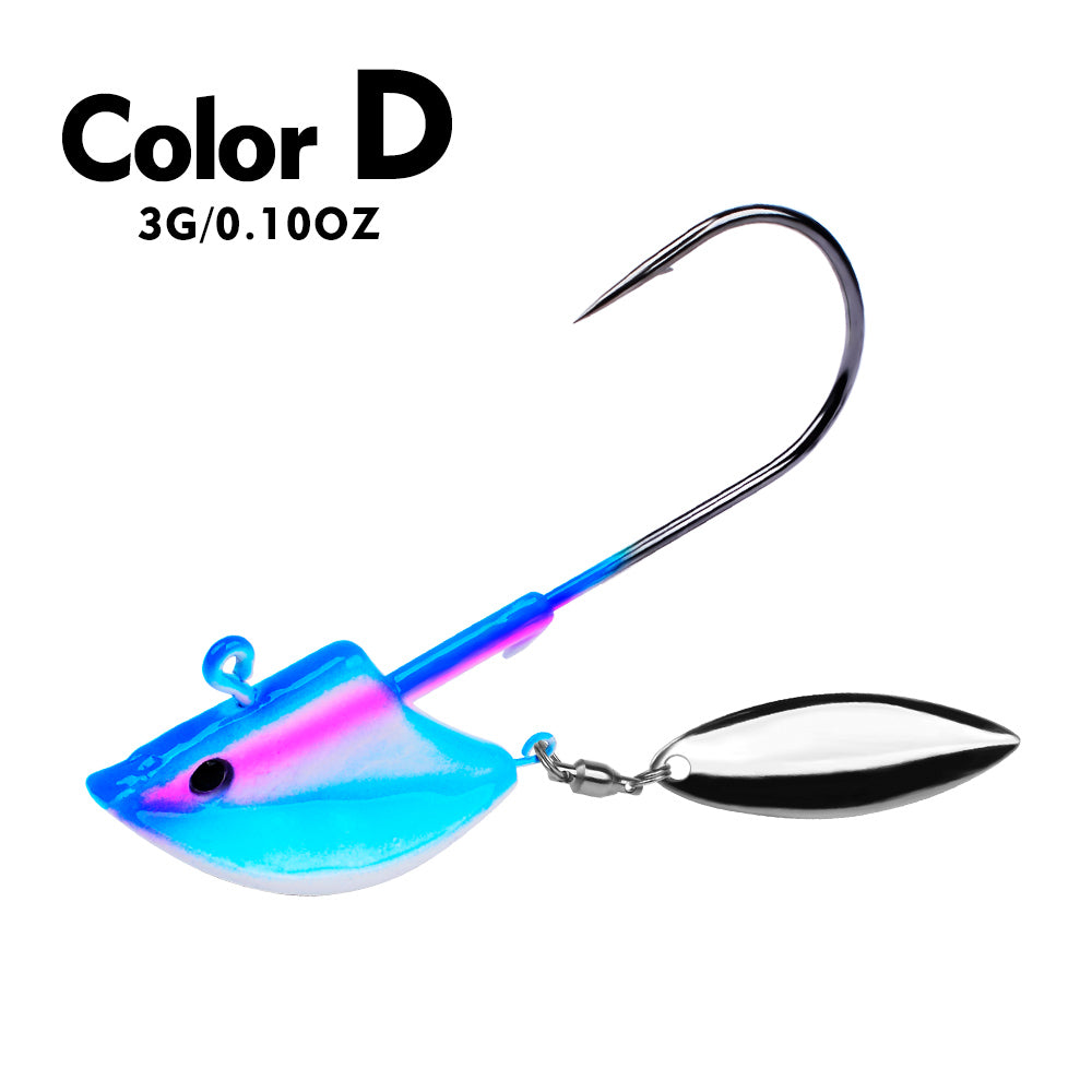 PROBEROS Lure Head Hook Willow Leaf Tumbler Lead Head Hook Anti-Hanging Bottom Lure Hook JIG Soft Worm Hook Belt Rotating Sequins 20pcs
