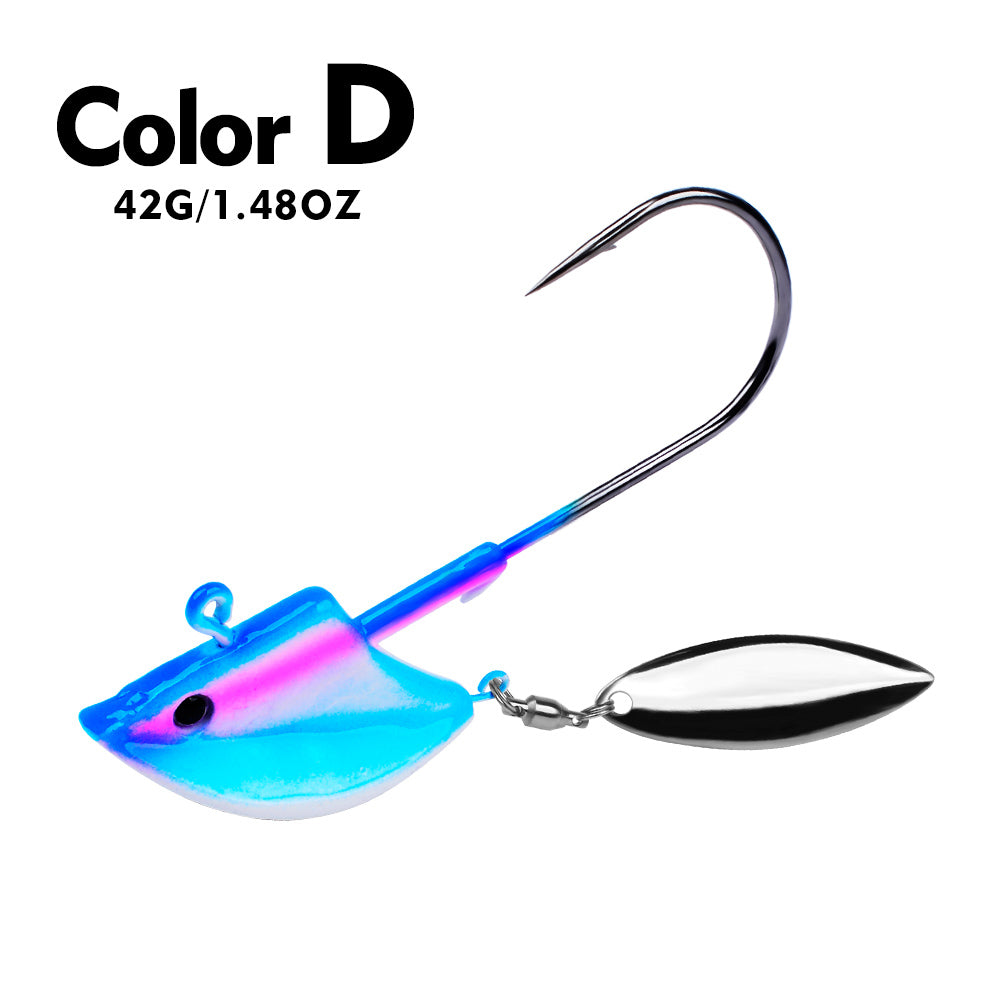 PROBEROS Lure Head Hook Willow Leaf Tumbler Lead Head Hook Anti-Hanging Bottom Lure Hook JIG Soft Worm Hook Belt Rotating Sequins 20pcs