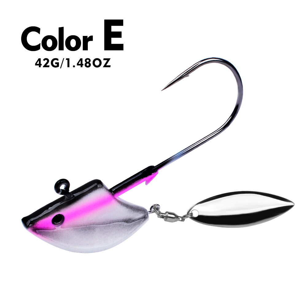 PROBEROS Lure Head Hook Willow Leaf Tumbler Lead Head Hook Anti-Hanging Bottom Lure Hook JIG Soft Worm Hook Belt Rotating Sequins 20pcs