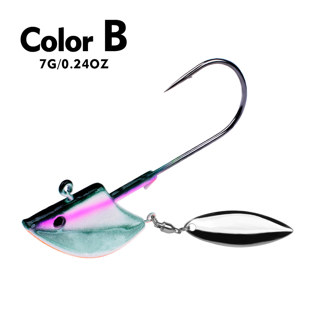 PROBEROS Lure Head Hook Willow Leaf Tumbler Lead Head Hook Anti-Hanging Bottom Lure Hook JIG Soft Worm Hook Belt Rotating Sequins 20pcs