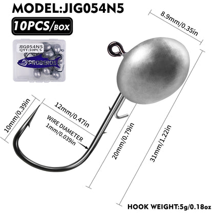 PROBEROS JIG054 Jig Head Hooks 1.5g-7g Freshwater for Trout Perch Crappie