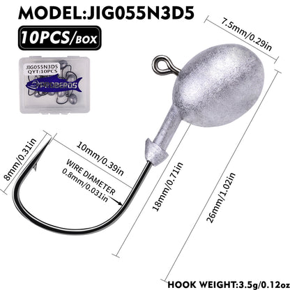 PROBEROS JIG055 Jig Head Hooks Freshwater for Trout Perch Crappie
