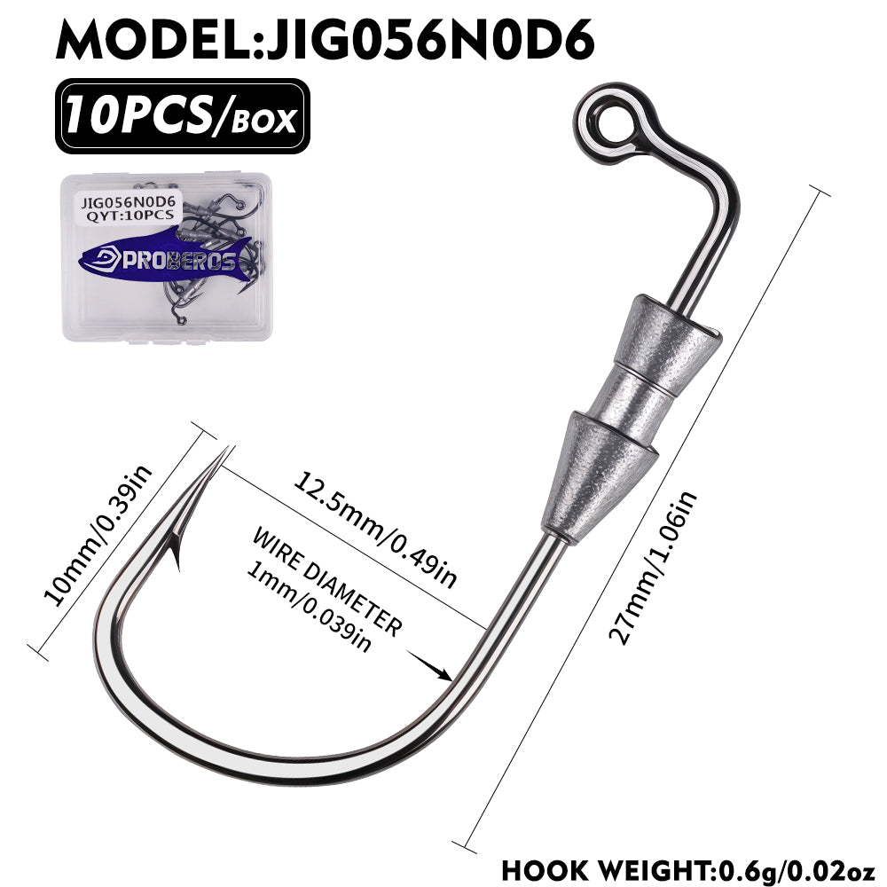 PROBEROS JIG056 Multi-Spike Lead Jig Head Hooks (10-Pack)