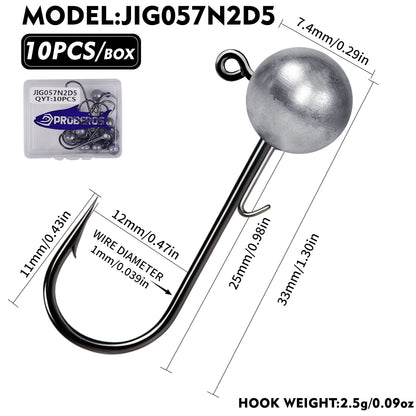 PROBEROS JIG057 Jig Head Hooks 2.5g-5g Freshwater for Bass Trout Perch