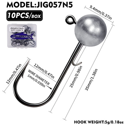 PROBEROS JIG057 Jig Head Hooks 2.5g-5g Freshwater for Bass Trout Perch