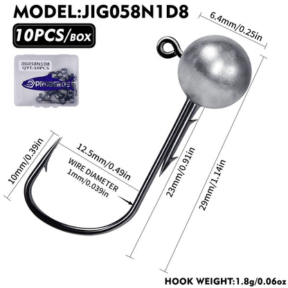 PROBEROS JIG058 Jig Head Hooks 1.8g-5g Freshwater for Bass Trout Perch