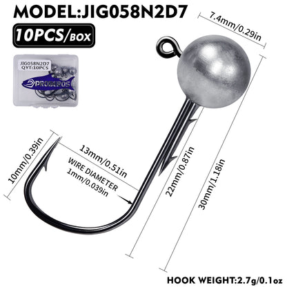 PROBEROS JIG058 Jig Head Hooks 1.8g-5g Freshwater for Bass Trout Perch