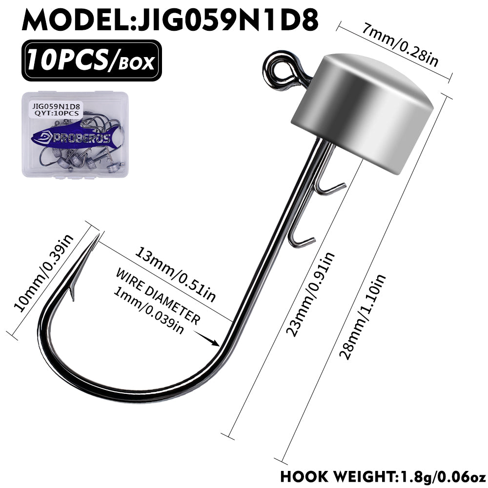 PROBEROS JIG059 Cylinder Round Top Jig Head Hooks