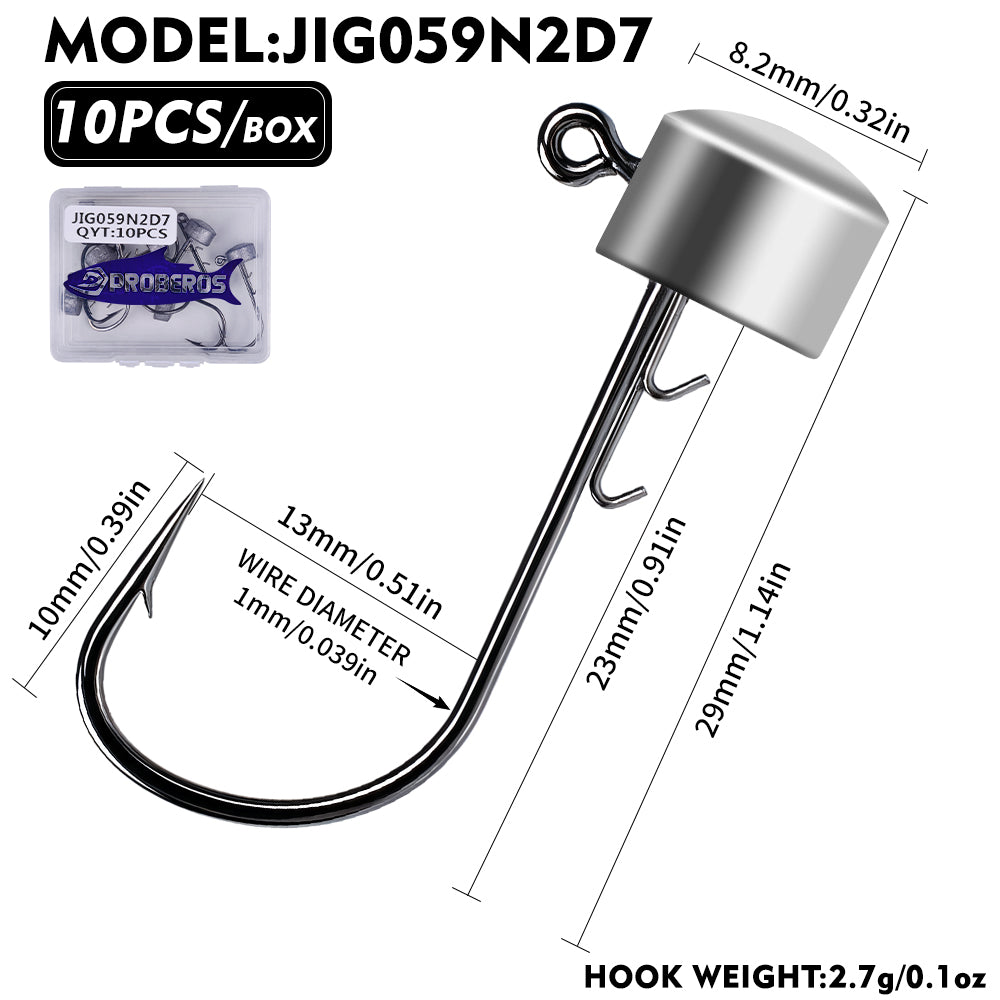 PROBEROS JIG059 Cylinder Round Top Jig Head Hooks