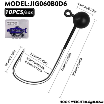 PROBEROS JIG060 Round Ball Lead Jig Head Hooks 0.3g- 1g