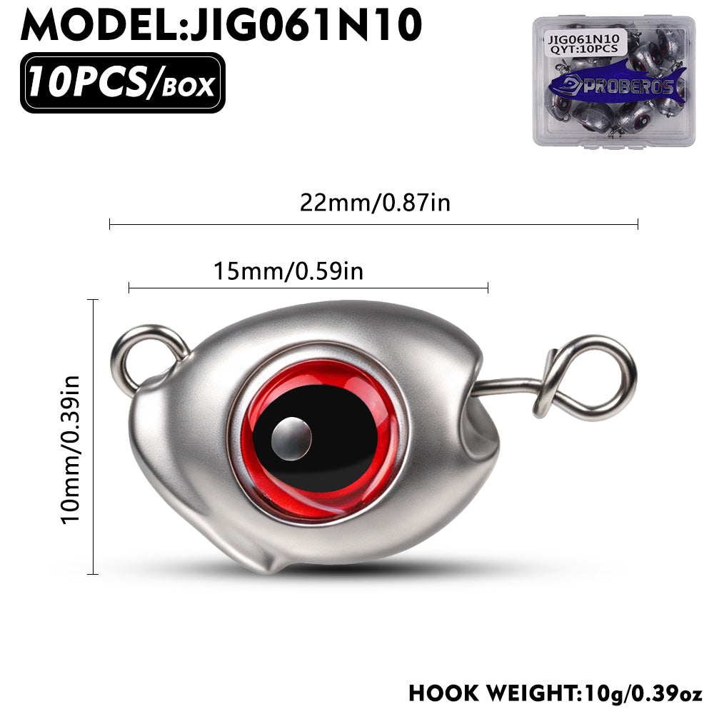 PROBEROS JIG061 3D Fish Eye Lead Jig Heads 3.5g-28g 10Pcs