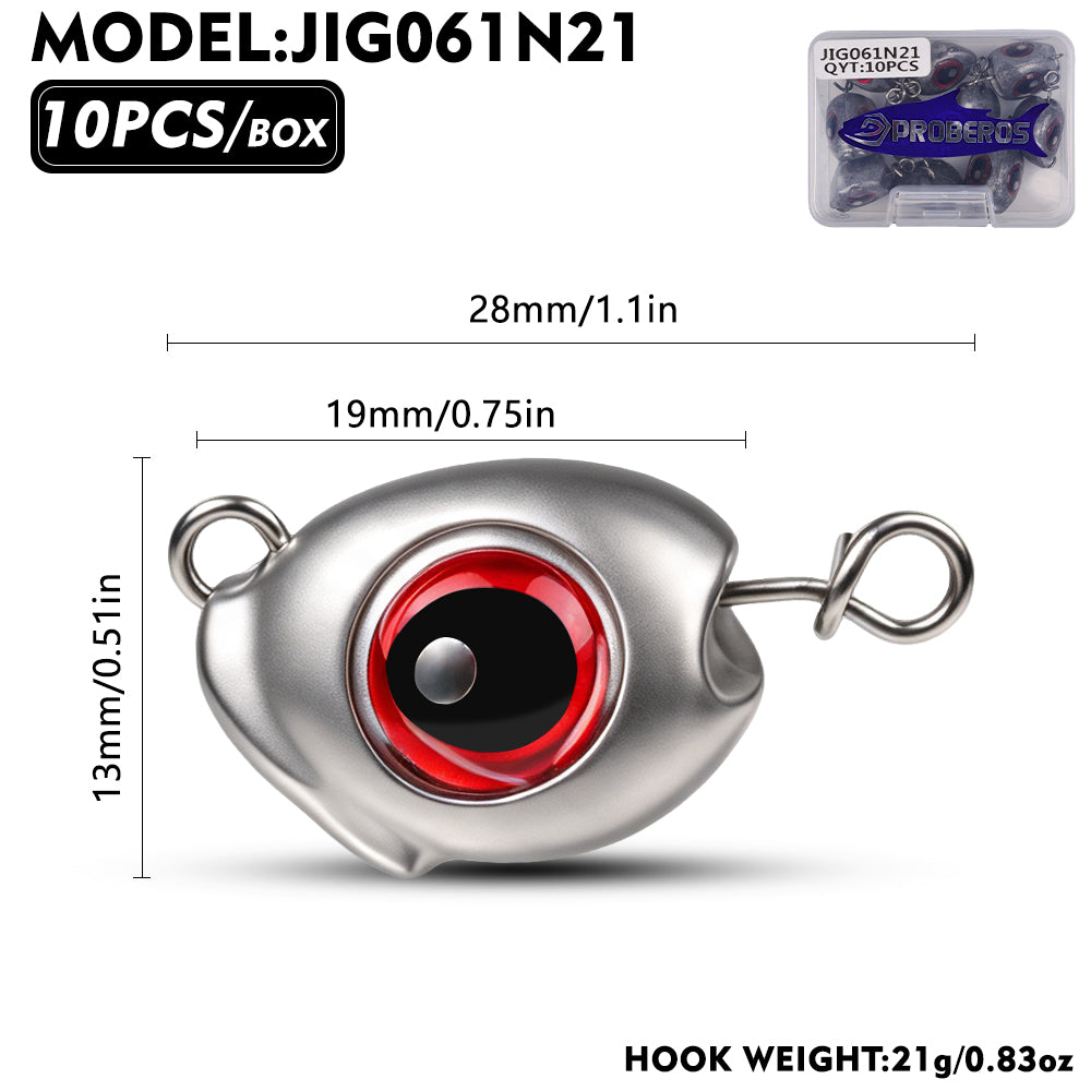 PROBEROS JIG061 3D Fish Eye Lead Jig Heads 3.5g-28g 10Pcs