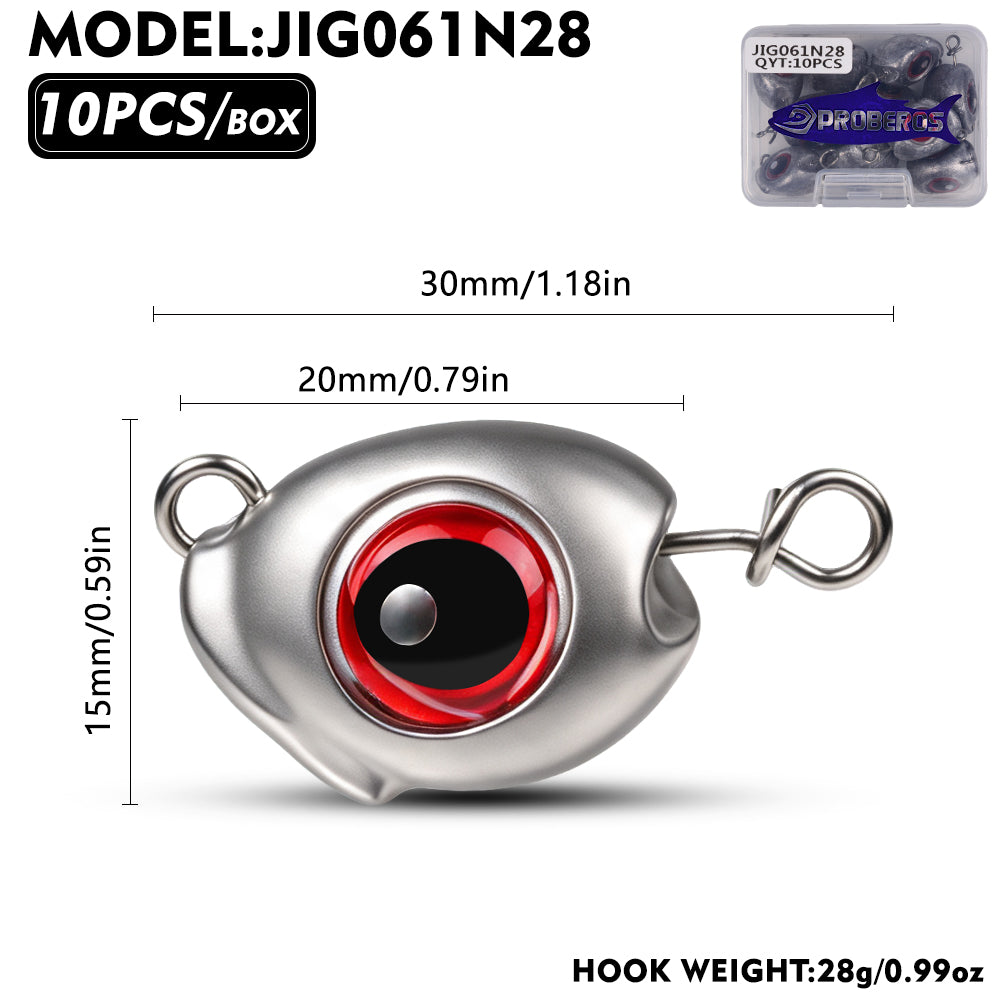 PROBEROS JIG061 3D Fish Eye Lead Jig Heads 3.5g-28g 10Pcs