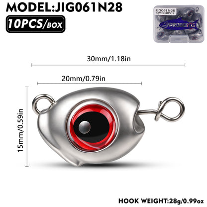 PROBEROS JIG061 3D Fish Eye Lead Jig Heads 3.5g-28g 10Pcs