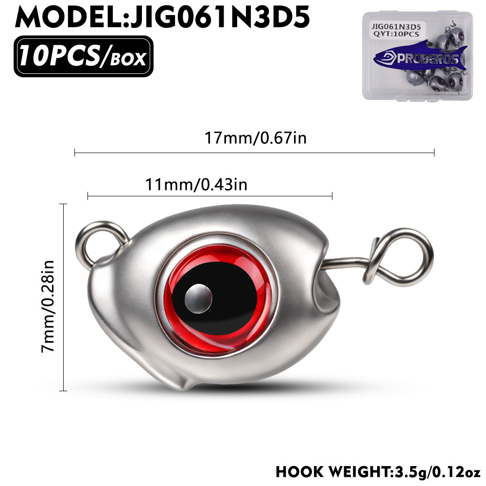 PROBEROS JIG061 3D Fish Eye Lead Jig Heads 3.5g-28g 10Pcs