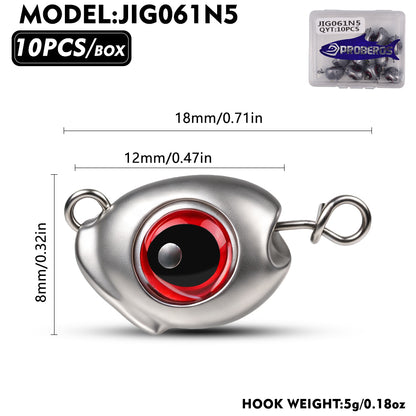PROBEROS JIG061 3D Fish Eye Lead Jig Heads 3.5g-28g 10Pcs
