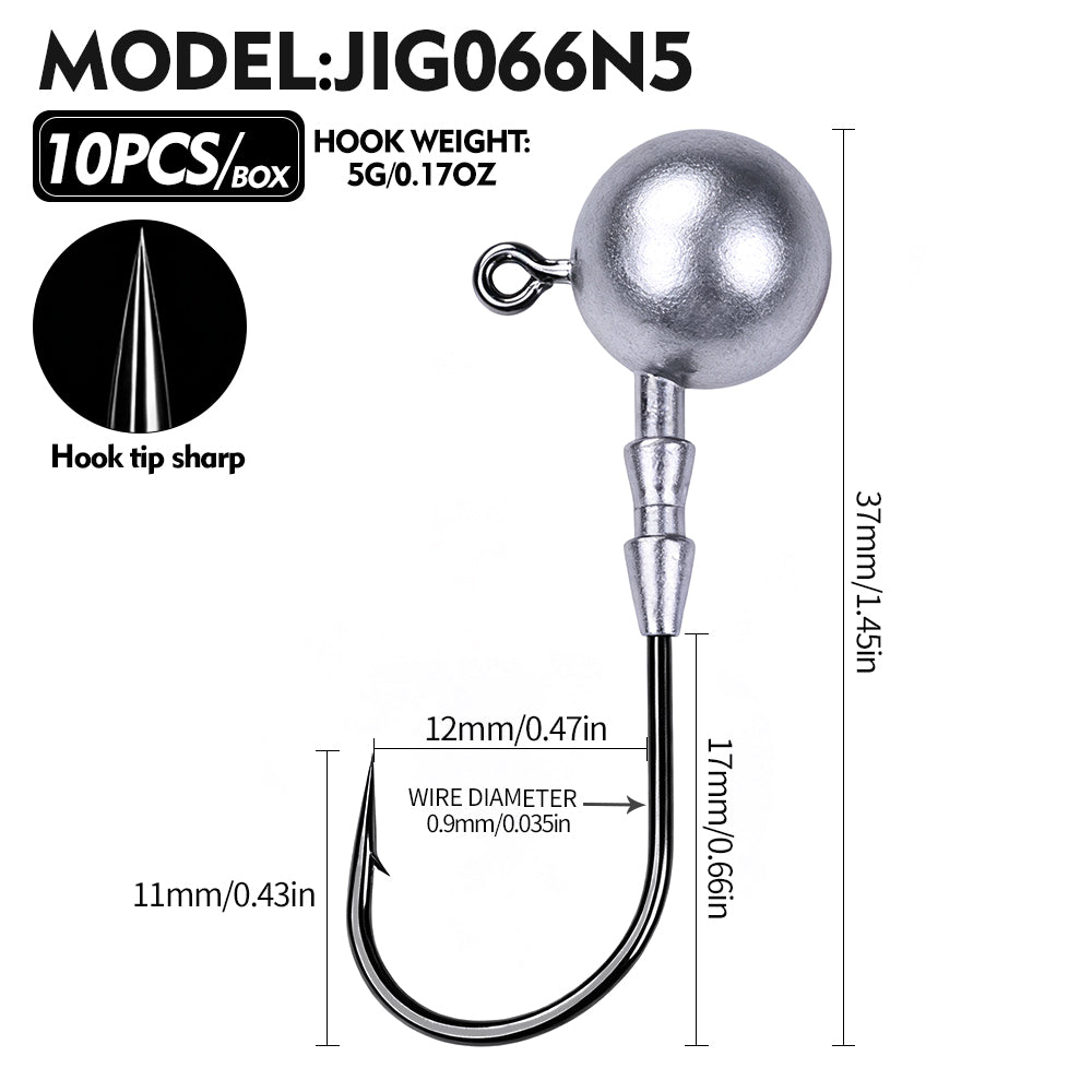 PROBEROS JIG066 Ball Lead Jig Head Hooks 3.5g-10g 10Pcs