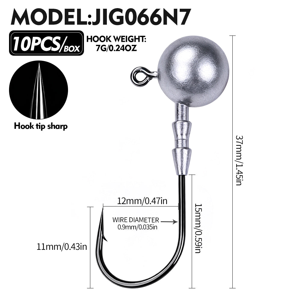 PROBEROS JIG066 Ball Lead Jig Head Hooks 3.5g-10g 10Pcs