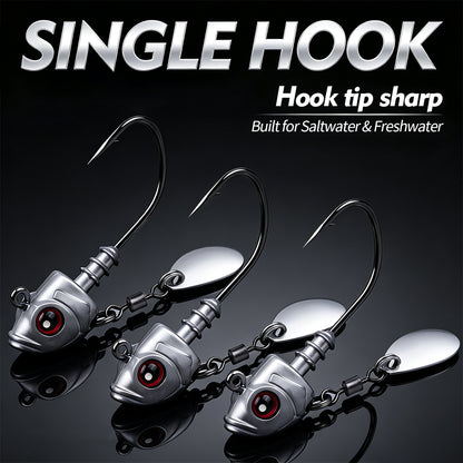 PROBEROS JIG067 Jig Head Hooks with Willow Blade 3D Eyes 3.5g-10g 10PCS