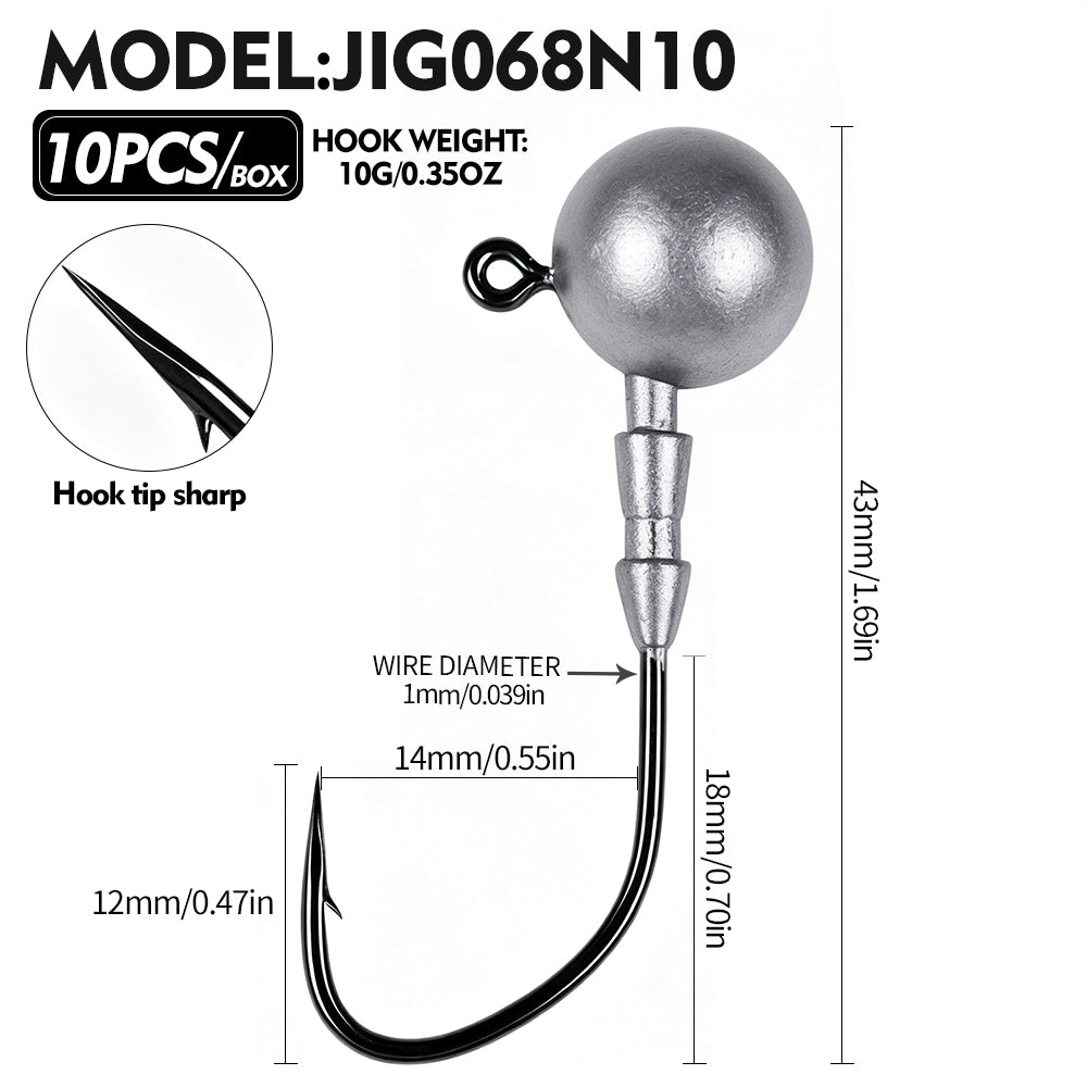 PROBEROS JIG068 Round Ball Lead Jig Head Hooks