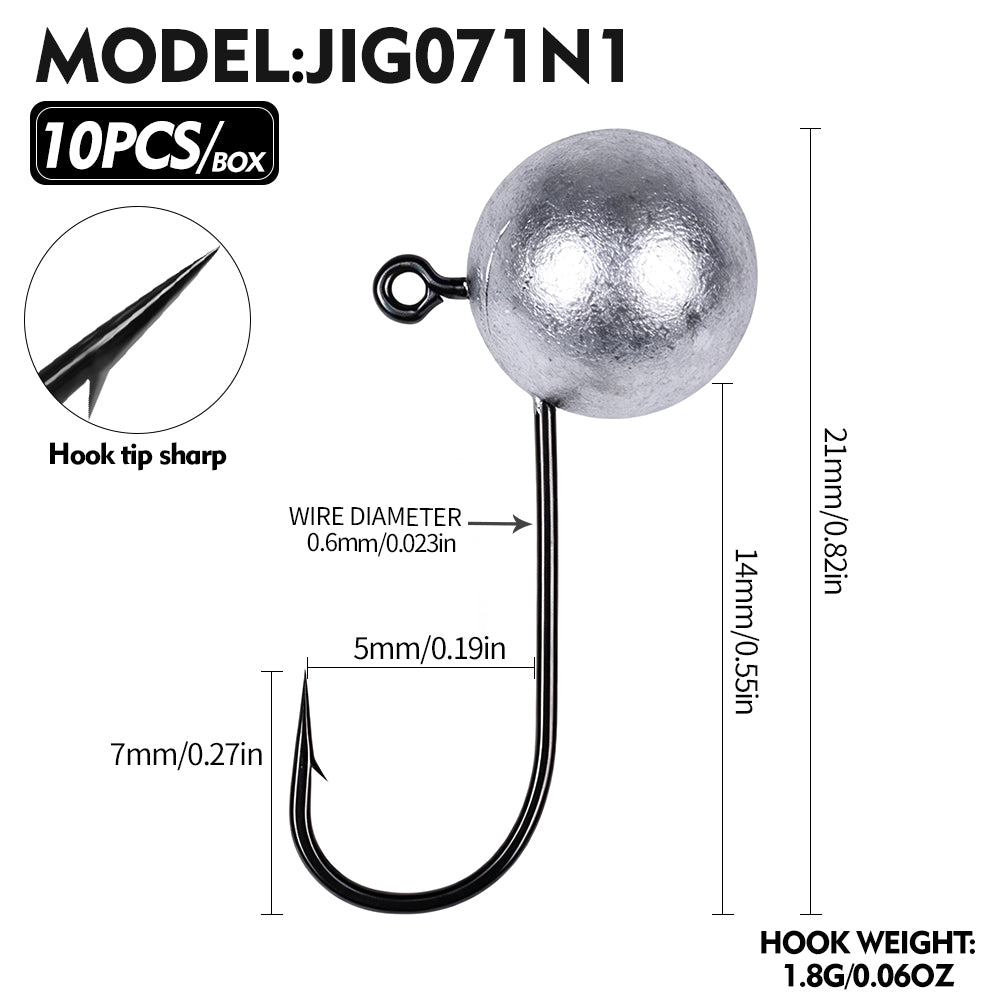 PROBEROS JIG071 Oval Ball Lead Jig Head Hooks