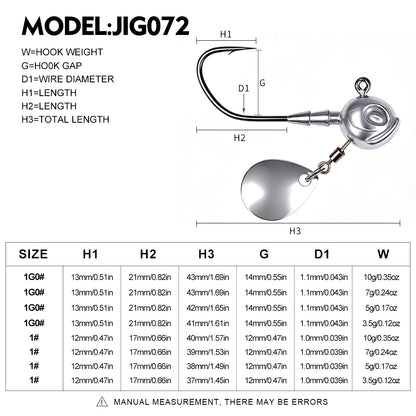 PROBEROS JIG072 Jig Head Hooks 3.5g-10g Freshwater for Trout Perch Crappie