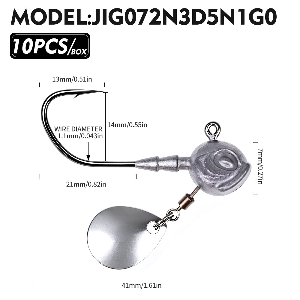 PROBEROS JIG072 Spinner Lead Jig Head Hooks 3.5g-10g