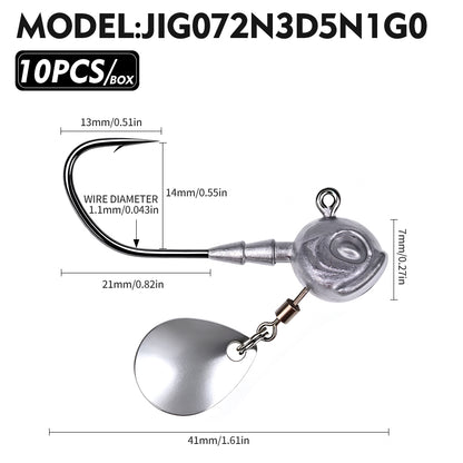 PROBEROS JIG072 Jig Head Hooks 3.5g-10g Freshwater for Trout Perch Crappie