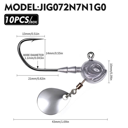 PROBEROS JIG072 Jig Head Hooks 3.5g-10g Freshwater for Trout Perch Crappie