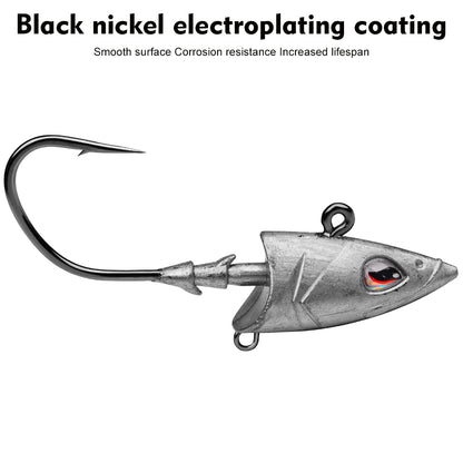 PROBEROS Lead Jig Head Hooks, 1/0#-3/0#, 5pcs/Set;Fish-Shaped Jig Hooks, Heavy Duty, for Soft Lures